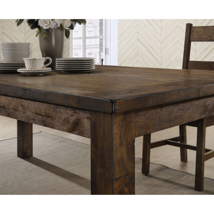Mina Rustic Golden Brown 7 Piece Dining Table Set
