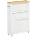 Kleankin Slim Bathroom Cabinet With Wheels Storage Organizer, White