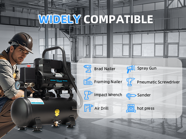 2 Gallon Oil Free Air Compressor, 1.0Hp, Max.100 Psi Pressure, 65Db Ultra Quiet Compressor For Auto Repair, Tire Inflation, Spray Painting, Woodwork Nailing