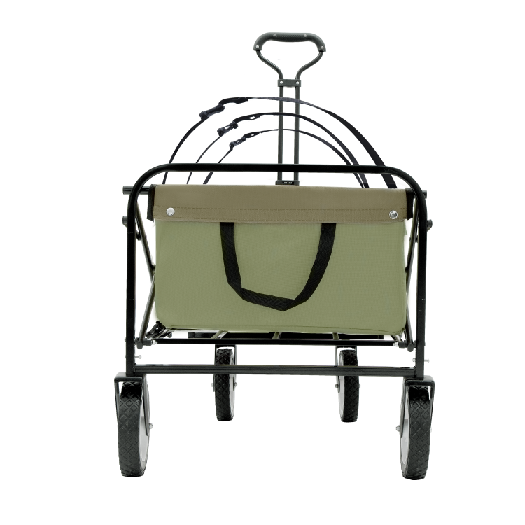 360Lbs Collapsible Foldable Wagon Cart With Strapping System ,Beach Wagon Utility Cart Utility Wagon Grocery Cart For Camping Shopping Sports Gardening Fishing Supports 3Pcs Plastic Liner Bag Green