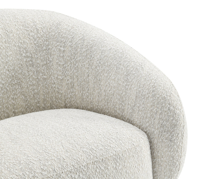 Contemporary Style 1Pc Swivel Chair Boucle Upholstered 360 Degree Swivel Base Armrest Slope Curved High Density Foam Beige Finish