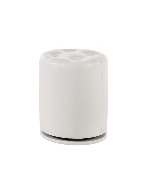 1Pc Glam Contemporary Upholstered Round Swivel Vanity Stool Button Tufted Seat White