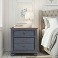 Americana 3 Drawer Nightstand, No Assembly Required, Corduroy Blue Finish