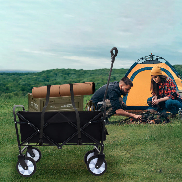 Minimeetall Multi Use Bag,Collapsible Foldable Wagon Cart Beach Wagon Heavy Duty Utility Cart Utility Wagon Grocery Cart For For Camping 3Pcs Plastic Liner Bag Cover , Black