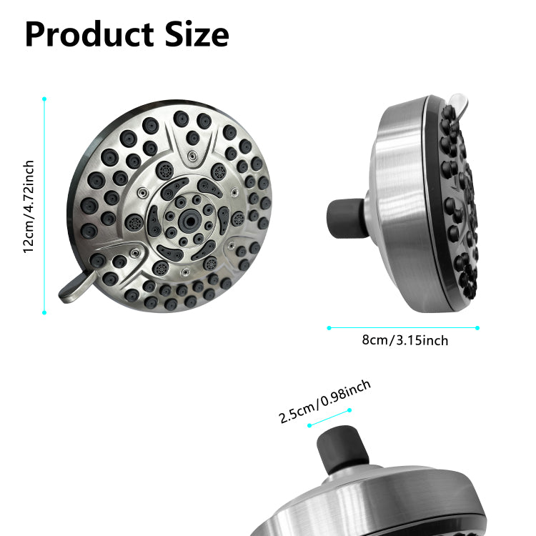 High Pressure Rain Shower Head With 10 Spray Modes, 4.7 Inch Fixed Bathroom Rainfall Showerhead With Adjustable Swivel Ball Joint, Bathroom Accessories
