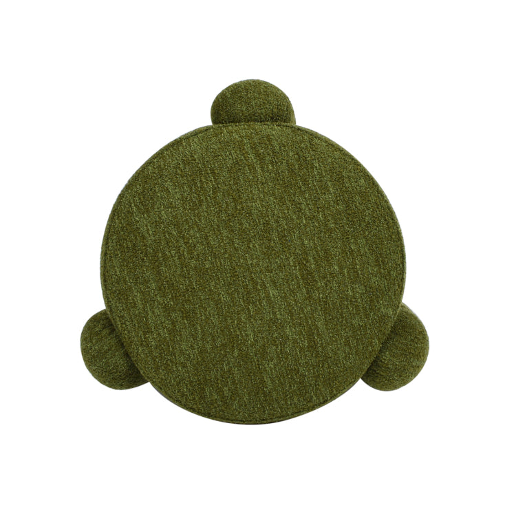 Hugo 20.5" Round Fully Upholstered Ottoman, Moss Green Boucle