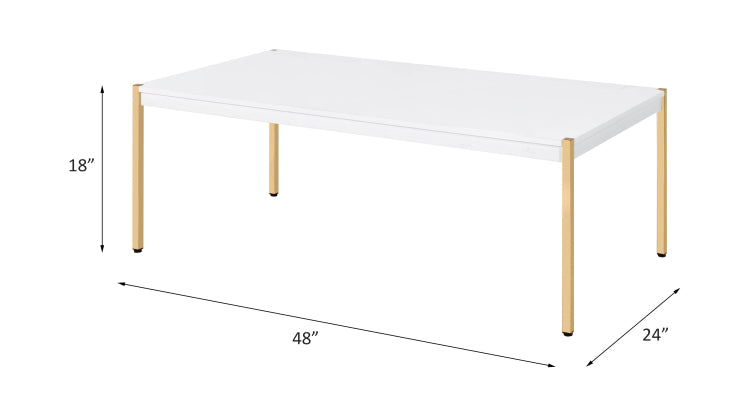 Otrac White & Gold Finish Coffee Table