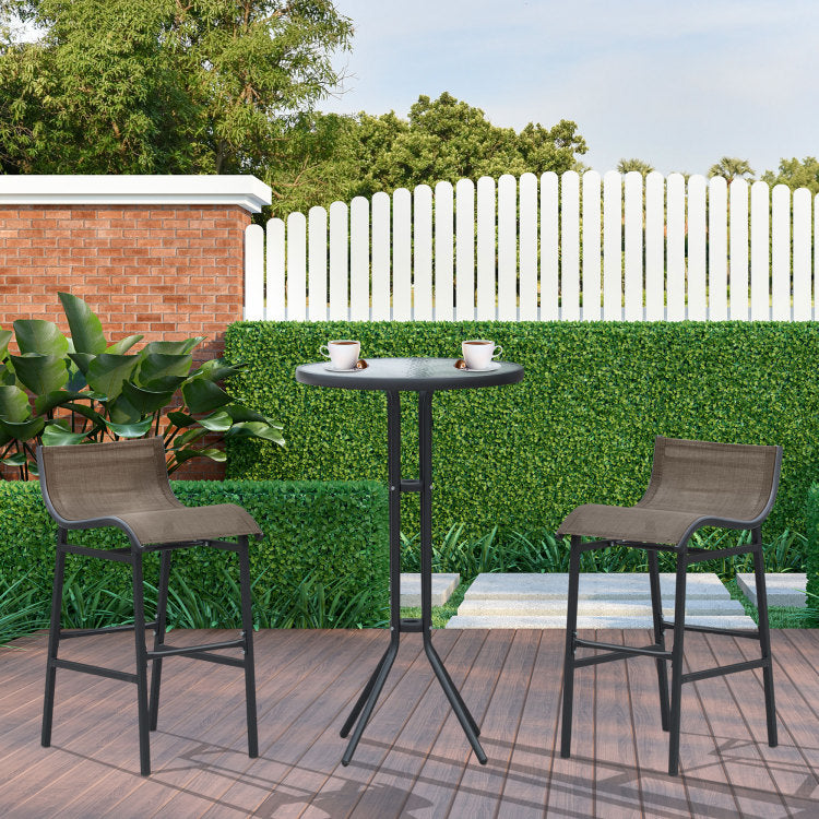 Outsunny 3 Piece Bar Height Outdoor Bistro Set For 2, Round Patio Pub Table 2 Bar Chairs With Comfortable Design & Strong Build, Tan
