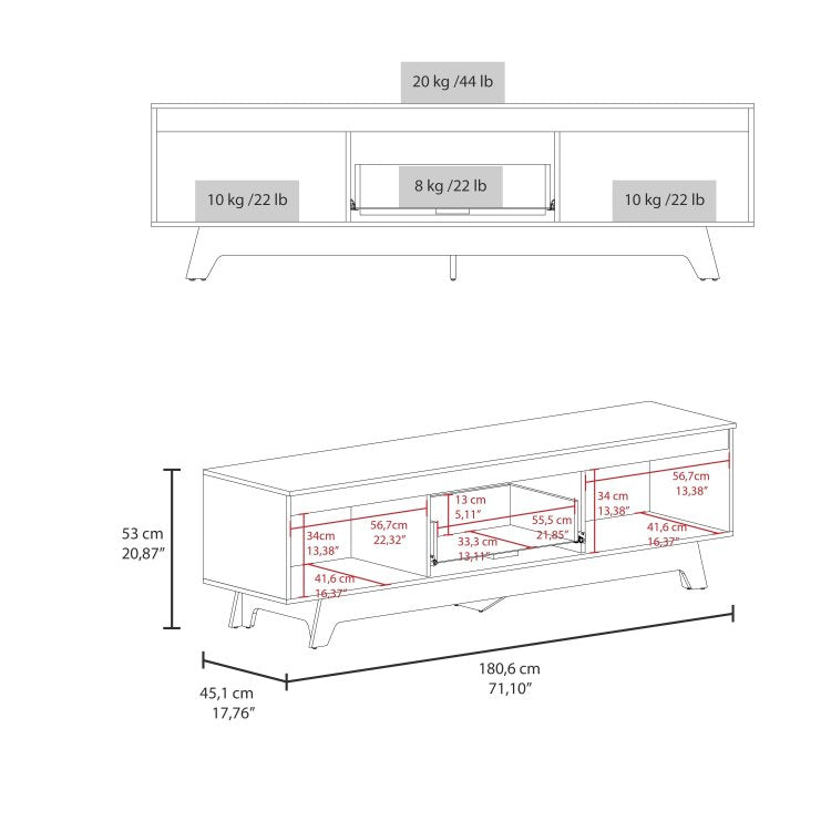 White And Natural Oak Entertainment Center With 2 Door