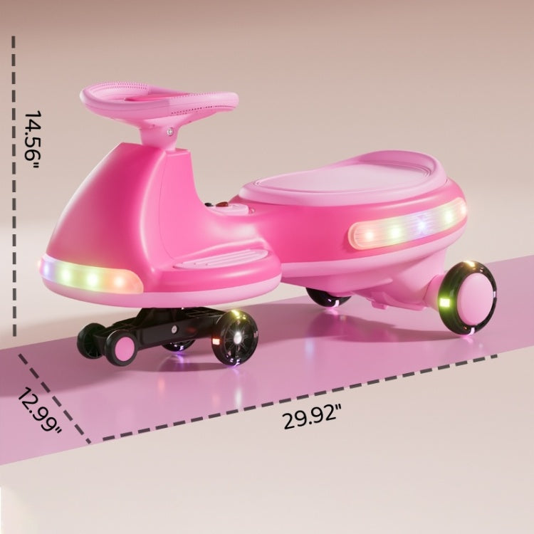 Electric Rocking Car, Fully Illuminated, With Enlarged Flashing And Silent Wheels, 12V7 Battery, Dual Drive 550 Motor, And Bluetooth Gliding And Electric Two In One