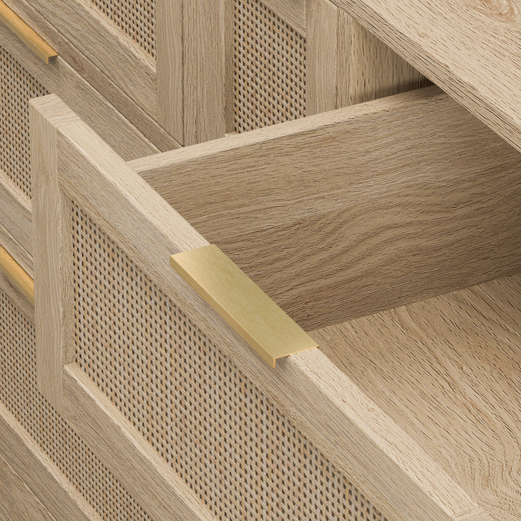 51.2 "Rattan Locker With Drawers, 9 Drawers, Metal Handles For Kitchen, Living Room, Bedroom Natural