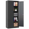 72"H Metal Garage Storage Cabinet, Black Tool Steel Locking Cabinet With Doors And 4 Shelves, Tall Cabinets For Garage Storage Systems Lockable File Cabinet For Home Office, Classroom Pantry