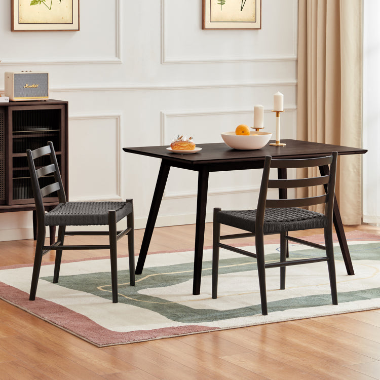 Wood Rattan Dining Room Chairs Set Of Two With Comfortable Woven Seat,Fully Assembled