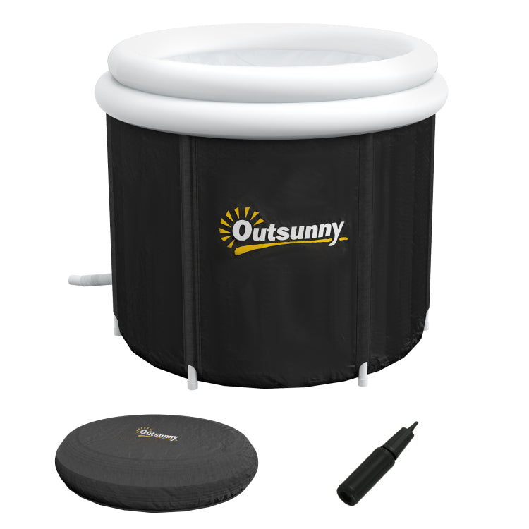 Outsunny Ice Bath Tub, 79 Gallon Outdoor Portable Cold Plunge Tub With Thermo Lid, Cover And Carry Bag For Athletes Recovery And Cold Water Therapy, Black