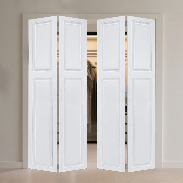Dual 2Panel Cottagestyle Door 3 4" Thick 46 In. X 80 In. Solid Core White Finished Vinyl Bi Fold Door With Hardware Kit Total Width 92In, Height 80In