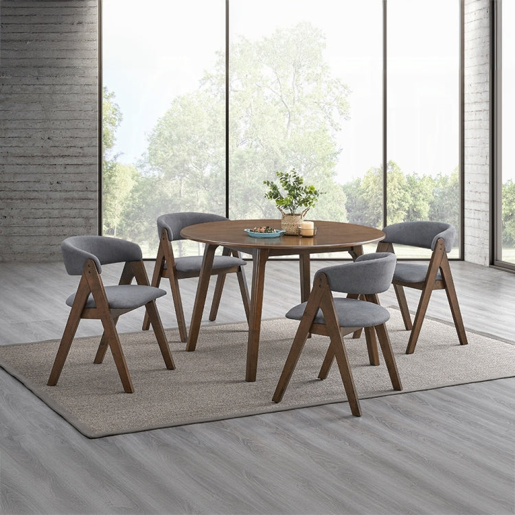 Walnut Finish Side Chairs Set Of 2, Upholstered Seat And Back Wooden Modern Dining Furniture