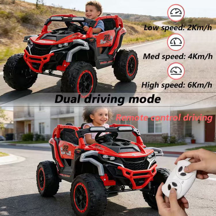 Ride On Models Truck Car 12V Kids Electric Vehicles, Remote Control, Front & Rear Shock Suspension, 2 Seater Utv, Flashlights And A Built In Music Player, For Age 3 6 Years Old Red