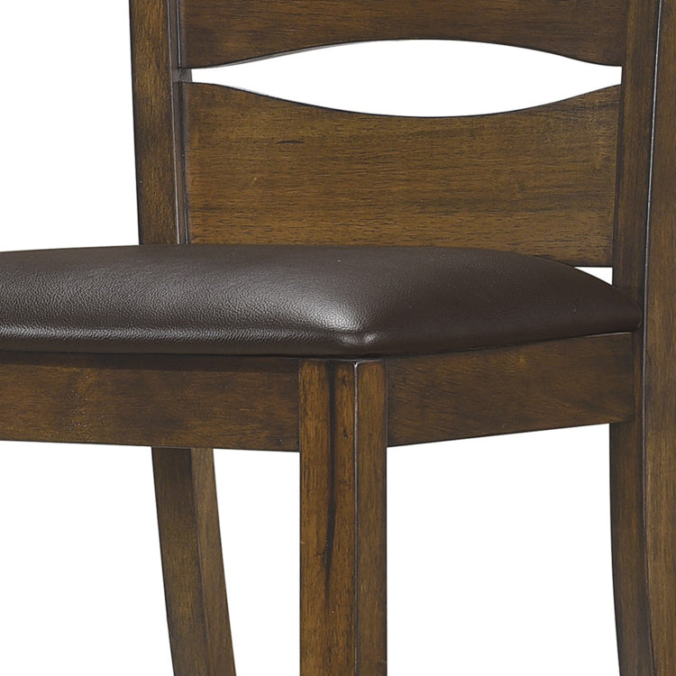 Transitional Ladder Back Side Chair With Fabric Seat, Set Of 2, Brown