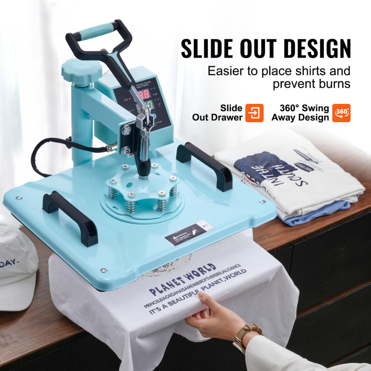 Heat Press Machine 12X15 In 5 In 1 With 30Oz Tumbler Press T Shirts Mint Green