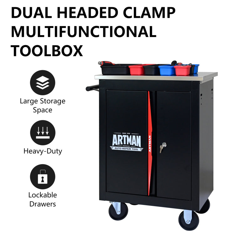 Double Door Clapboardl Multi Function Tool Cart Blak&Red