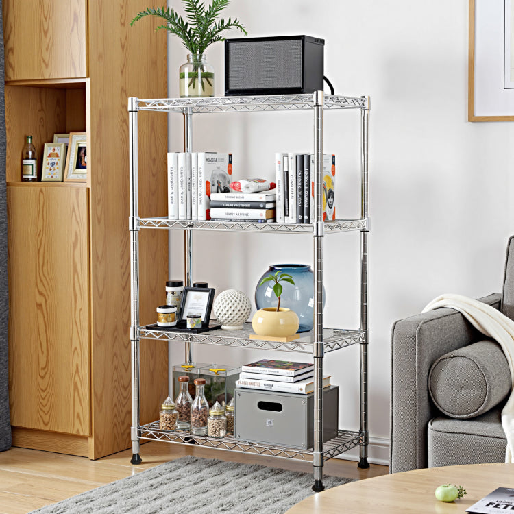 1000 Lbs Storage Shelving Steel Heavy Duty 4 Tier Utility Shelving Unit Steel Organizer Wire Rack For Home,Kitchen,Office,Chrome 13.7" D X 29.5" W X 47.2" H
