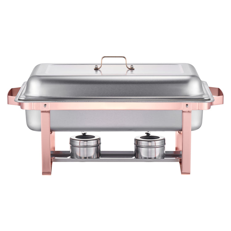 8 Qt 2 Pack Rectangle Chafing Dish Buffet Set Full Size Pan Stainless Steel