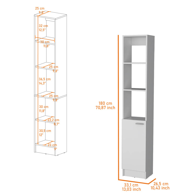 White Linen Cabinet With 1 Door