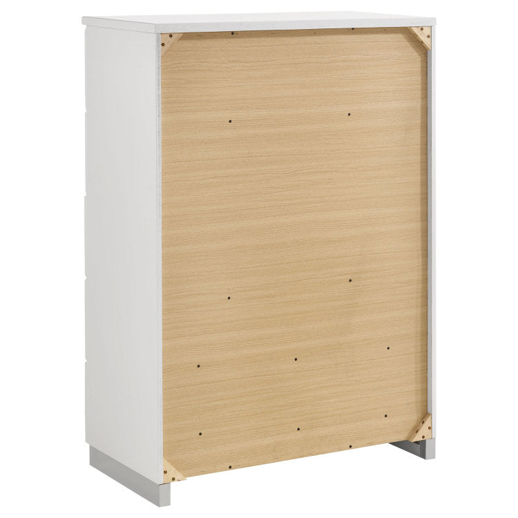 Dulcey White High Gloss 5 Drawer Bedroom Chest