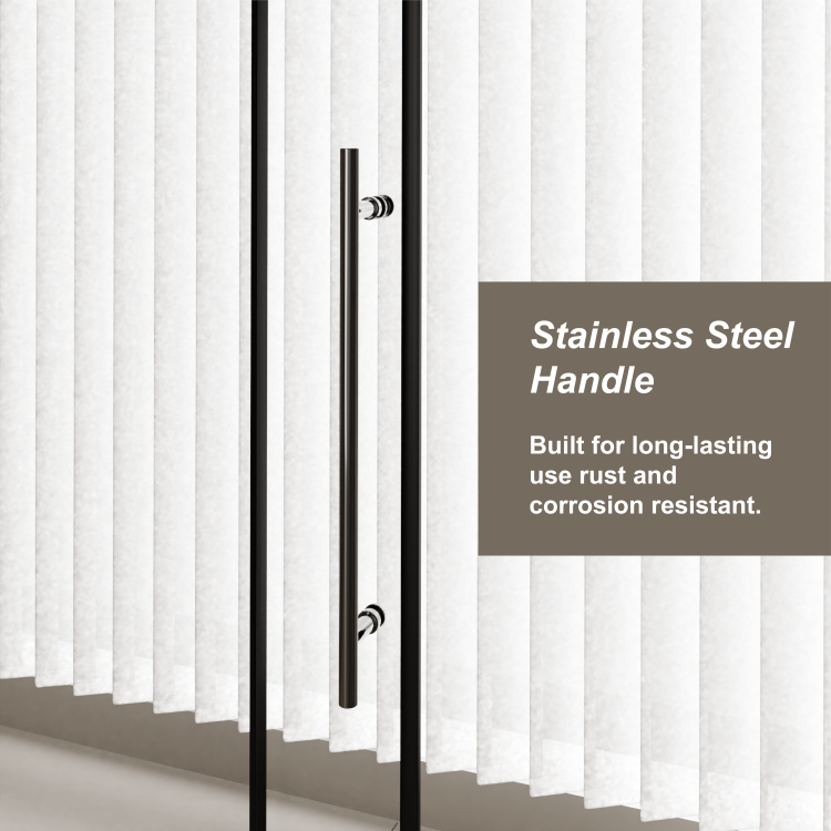 60.In W X 72.In H Frameless Shower Door Single Sliding, 1 4 Inch Thick Clear Tempered Glass Shower Door With Zinc Roller Rail System, Stainless Steel Handle, Black