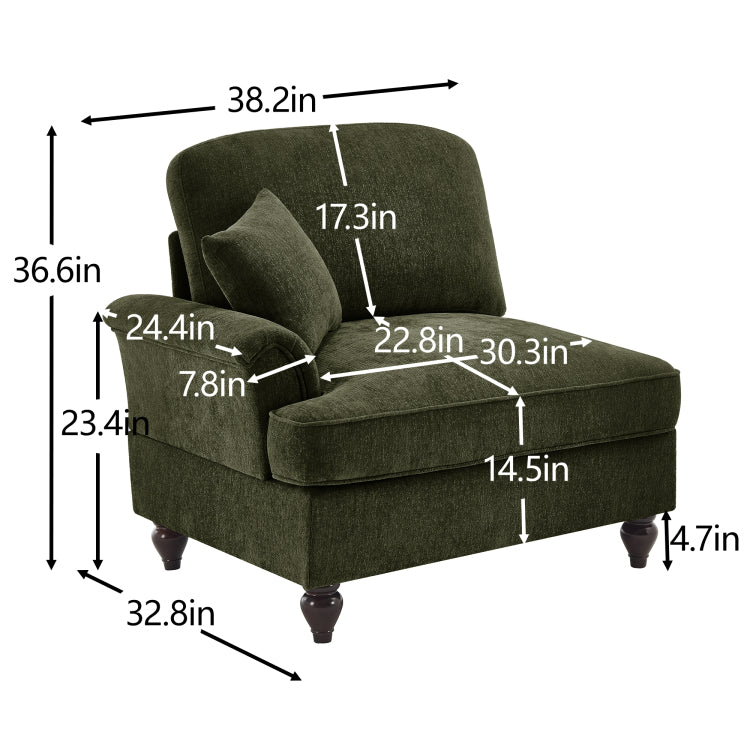 Sofa Lsf Chenille W 1 Pillow Green