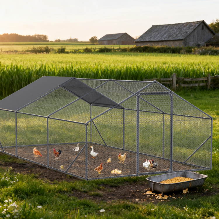 Xpt035 Outdoor Chicken Coop Metal Big Space 20*10*6Ft 3 Unit For Outdoor Farm Use