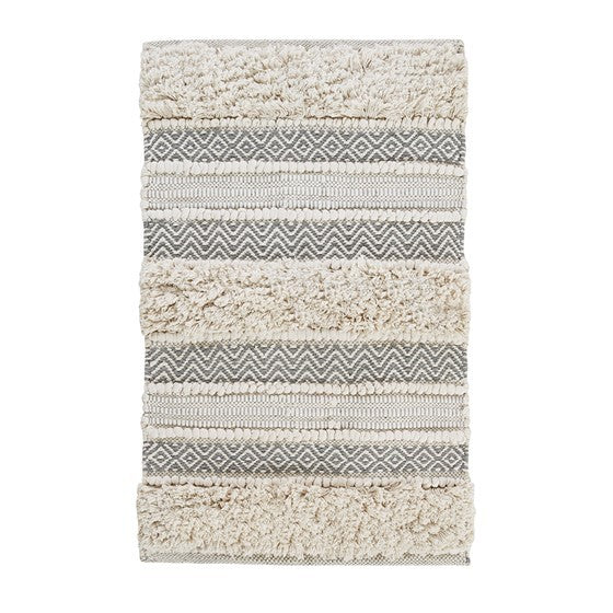 Woven Texture Stripe Bath Rug Grey 22X58"