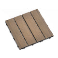 Patio Floor Tiles Pack Of 11 Wpc Wood Plastic Composite Patio Deck Tiles Diy Interlocking Decking Tiles, Quick Deck Floor Tile, Court Tile, Water Resistant Indoor Outdoor 11.8" Oak