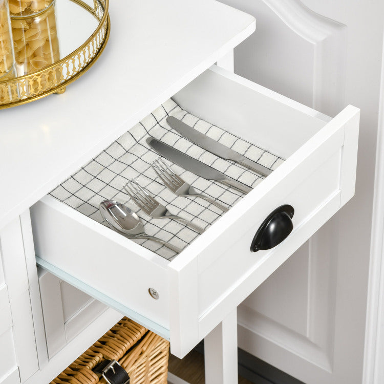 Homcom Coffee Bar Cabinet, Sideboard Buffet Cabinet, Kitchen Cabinet With 4 Drawers And Slatted Bottom Shelf For Kitchen, Living Room, White