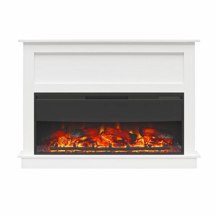 Ellsworth Wide Modern Electric Fireplace Insert With Mantel And Remote Control