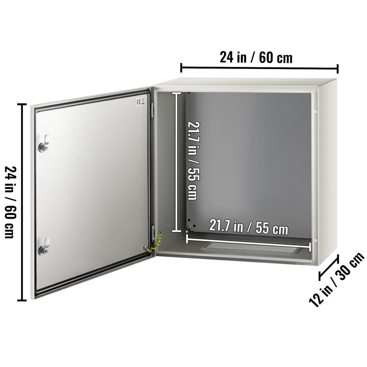 Nema Steel Enclosure, 24 X 24 X 12'' Nema 4X Steel Electrical Box, Ip66 Waterproof & Dustproof, Outdoor Indoor Electrical Junction Box, With Mounting Plate
