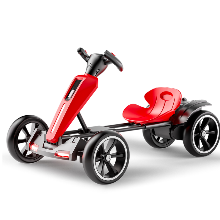 12V Electric Kids Pedal Go Kart, Folder Go Kart, Outdoor Ride On Toy With Adjustable Seat, 4 Non Slip Eva Wheels For Boys And Girls Aged 3 6 Years Old, Red