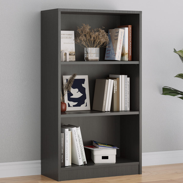 Bookcase Freestanding 3 Shelf Wood Bookshelf Adjustable Shelves For Home Office,3 Layer