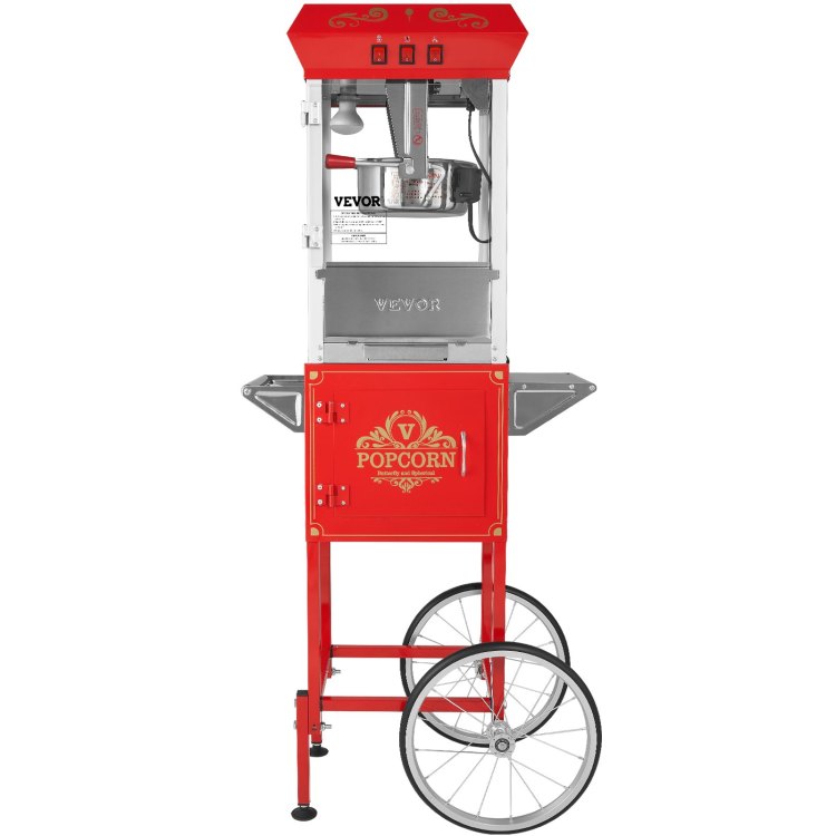 Popcorn Popper Machine 8 Oz Popcorn Maker With Cart 850W 48 Cups Red