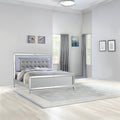Sterling King Size Upholstered Led Bed Made With Wood In Silver Color Nj Inventory