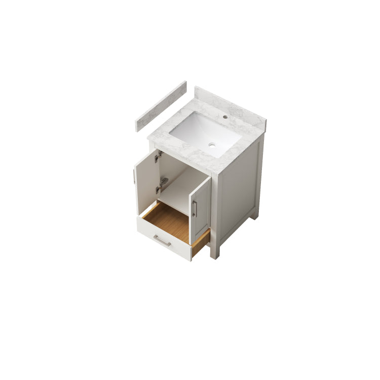23" Bathroom Vanity With Sink, Bathroom Storage Vanity Sink Cabinet With 2 Doors 1 Drawer, Wooden Freestanding White Bathroom Cabinet With Faucet Hole