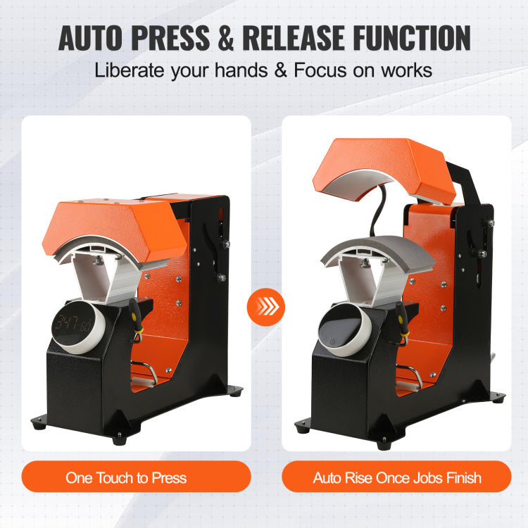 3 In 1 Auto Hat Heat Press With 3Pcs Interchangeable Platens 6.6" X 2.7", 6.6" X 3.8", 6.1" X 3" , Automatic Release&Press Knob Style Digital Control Panel, Heat Transfer Printing For Caps