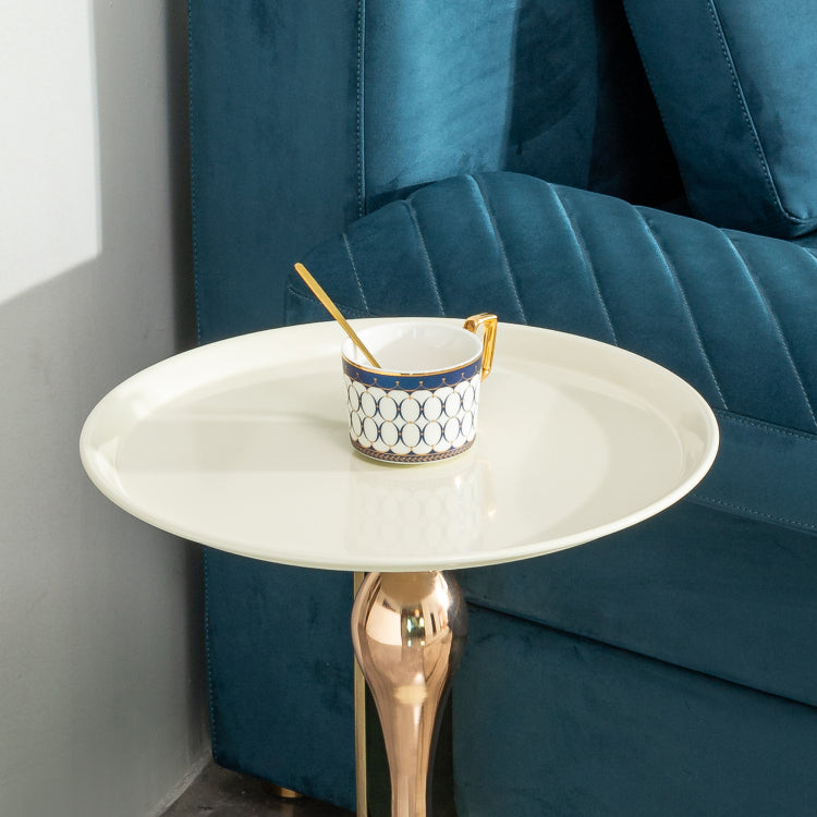 Small Round Side Table For Small Space ,Cocktail Table,Living Room Small Coffee Table, White End Table