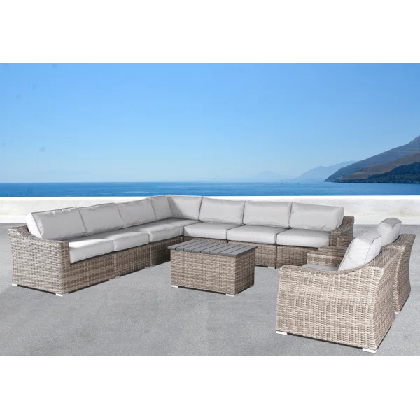8 Person Outdoor Seating Group With Cushions Pre Assembled Sofa