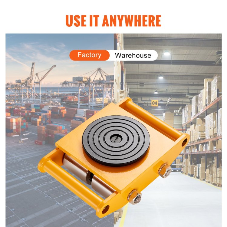 4Pcs Machinery Skate Dolly, 26455Lbs 12T Industrial Machinery Mover, Heavy Duty Carbon Steel Machinery Moving Skate & 4 Carbon Steel Wheels And 360 Rotation Non Slip Cap For Warehouse, Factory