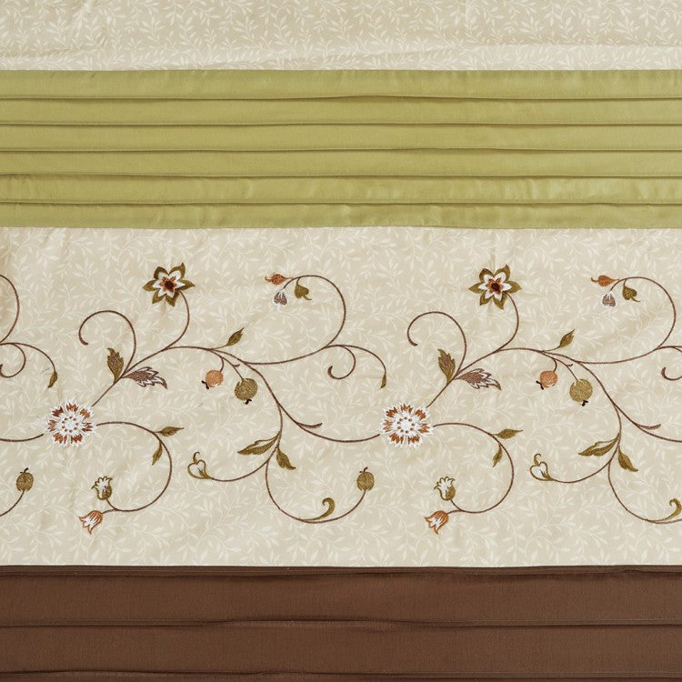 Faux Silk Embroidered Floral Shower Curtain