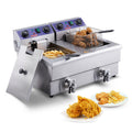 Commercial Electric Deep Fryer Countertop Deep Fryer With Dual Tanks 3000W