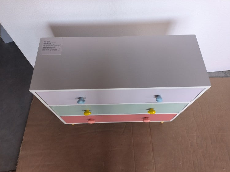 Kids 3 Drawer Dresser, Baby Nightstand For Bedroom, Storage Cabinet For Toddler Child For Living Room, Toddler Room, Nursery, Closet, Apartment Colorful