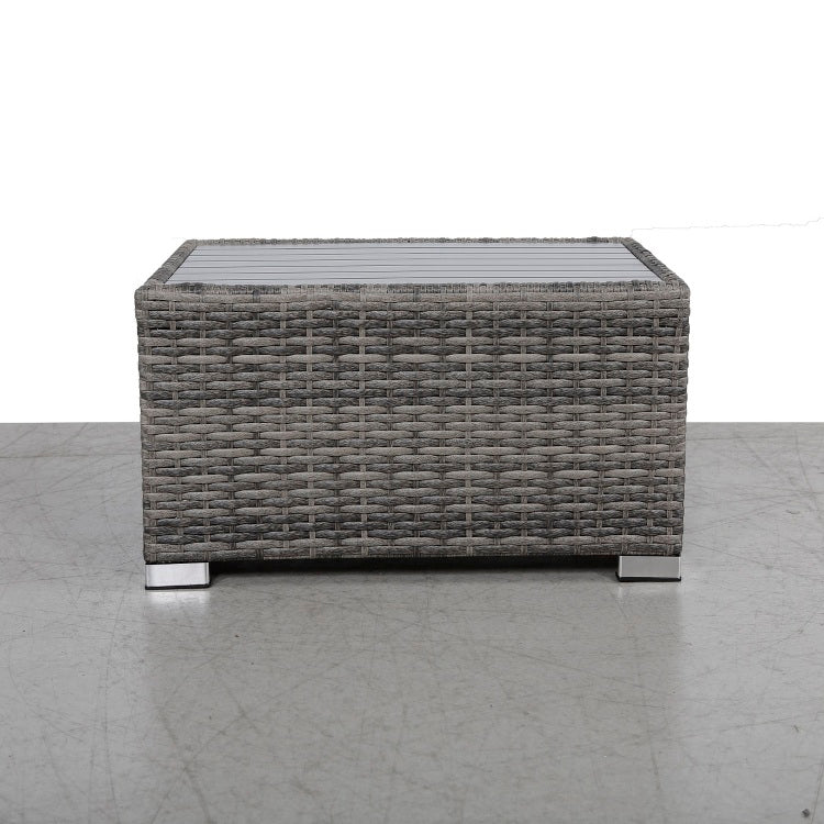 Mixed Grey Slatted Side Table With Aluminum Top Fully Assembled