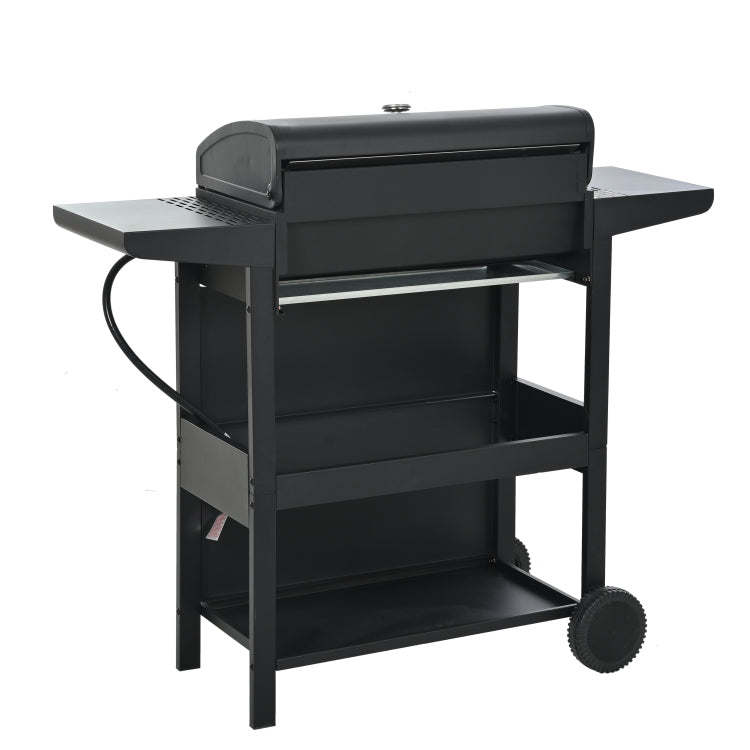 Propane Gas Grill 4 Burner Barbecue Grill, Stainless Steel 34,000 Btu Patio Garden Barbecue Grill With Two Shelves, Lid, Wheels And Bottle Opener